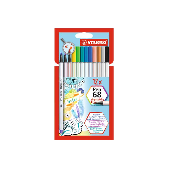 STABILO Pen 68 Brush viltstift Bold Meerkleurig 12 stuk(s)