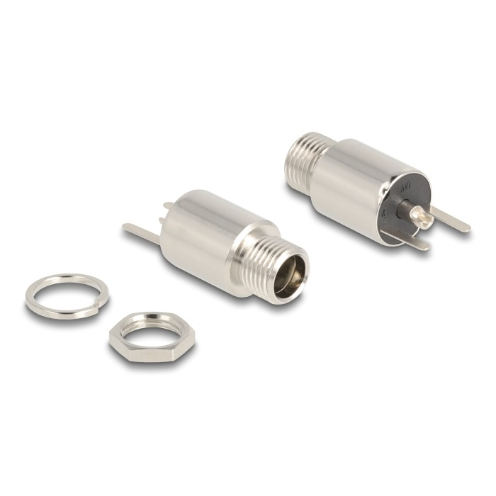 Delock DC csatlakozó anya 5,5 x 2,1 mm-es forrasztott foglalatfej verzióval - kerek 20 V / 10 A (90174) (90174)