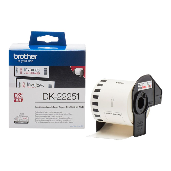 Bandă autoadezivă din hârtie Brother DK-22251 62 mm x 15,24 m negru/roșu