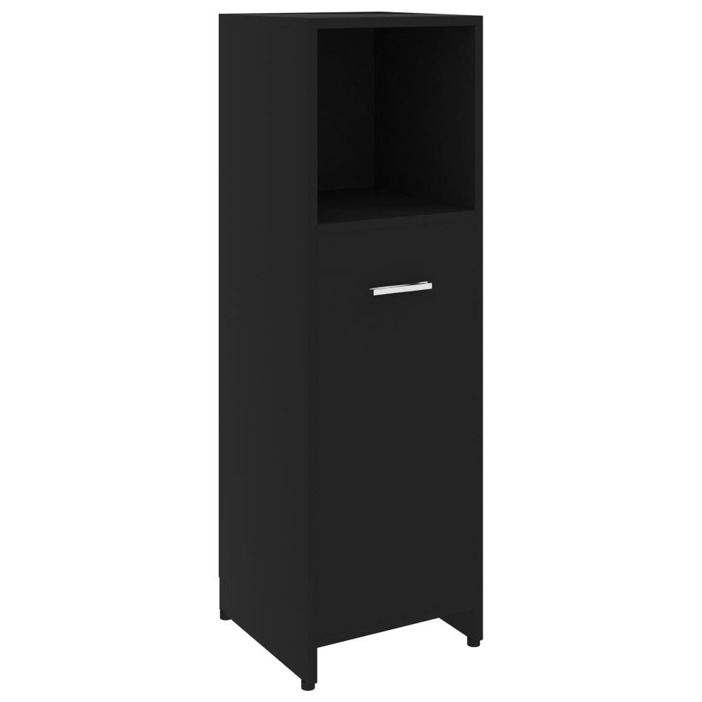 fekete forgácslap fürdőszobaszekrény 30 x 30 x 95 cm (802589)