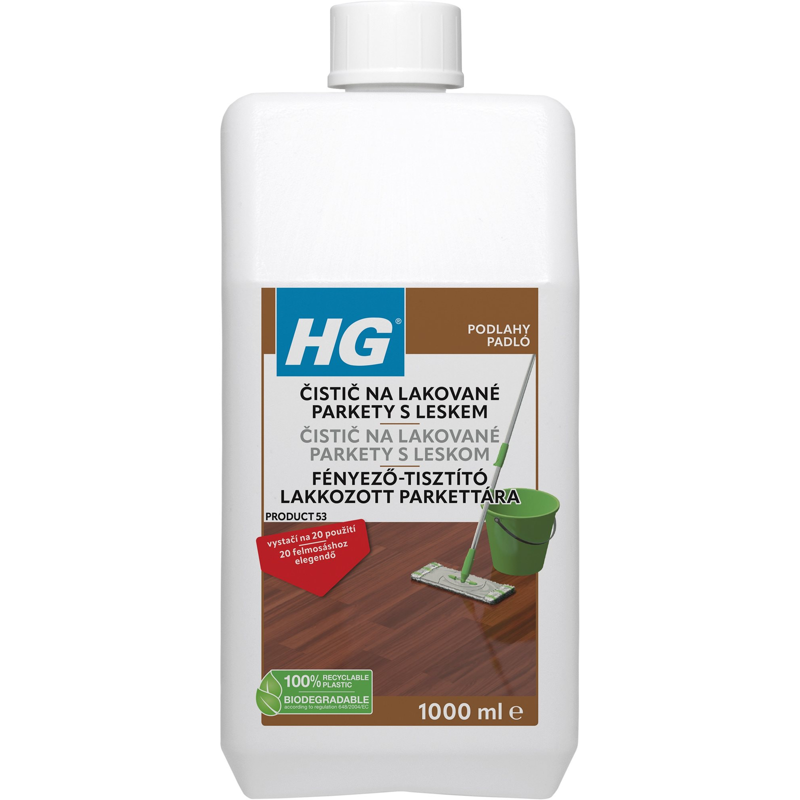HG tisztítószer lakkozott parkettához, fényező hatással, 1 l (8711577014742)