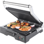 Контактен грил ECG KG 300 deluxe, 2000W, печене, скара, барбекю, грил плочи с незалепваща повърхност, променлива температура, черен/сив