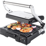 Контактен грил ECG KG 300 deluxe, 2000W, печене, скара, барбекю, грил плочи с незалепваща повърхност, променлива температура, черен/сив