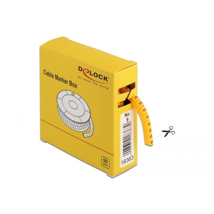 Delock No. 9 sárga kábeljelző doboz 500db (18363) (delock18363)