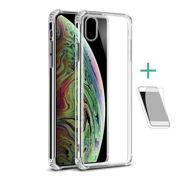 IMAK szilikon telefonvédő (közepesen ütésálló, légpárnás sarok + képernyővédő fólia) ÁTLÁTSZÓ [Apple iPhone XS Max 6.5]