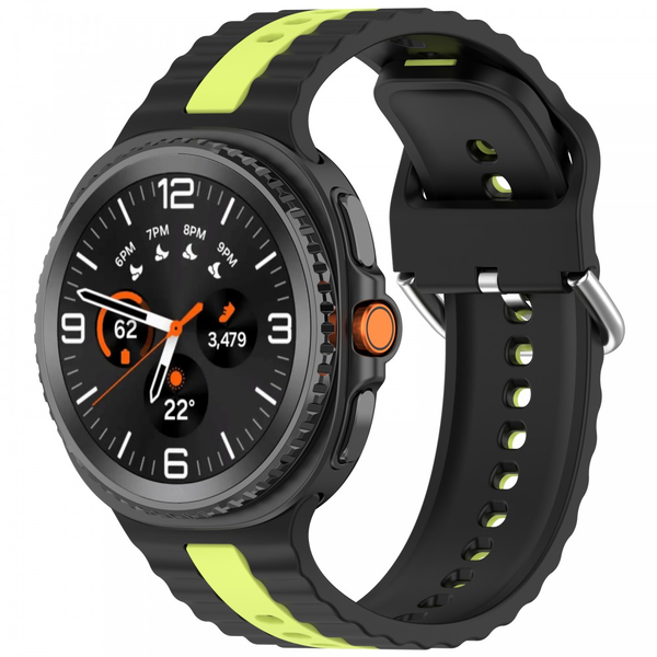 Samsung Galaxy Watch 8/Classic óraszíj sárga csíkokkal,22mm