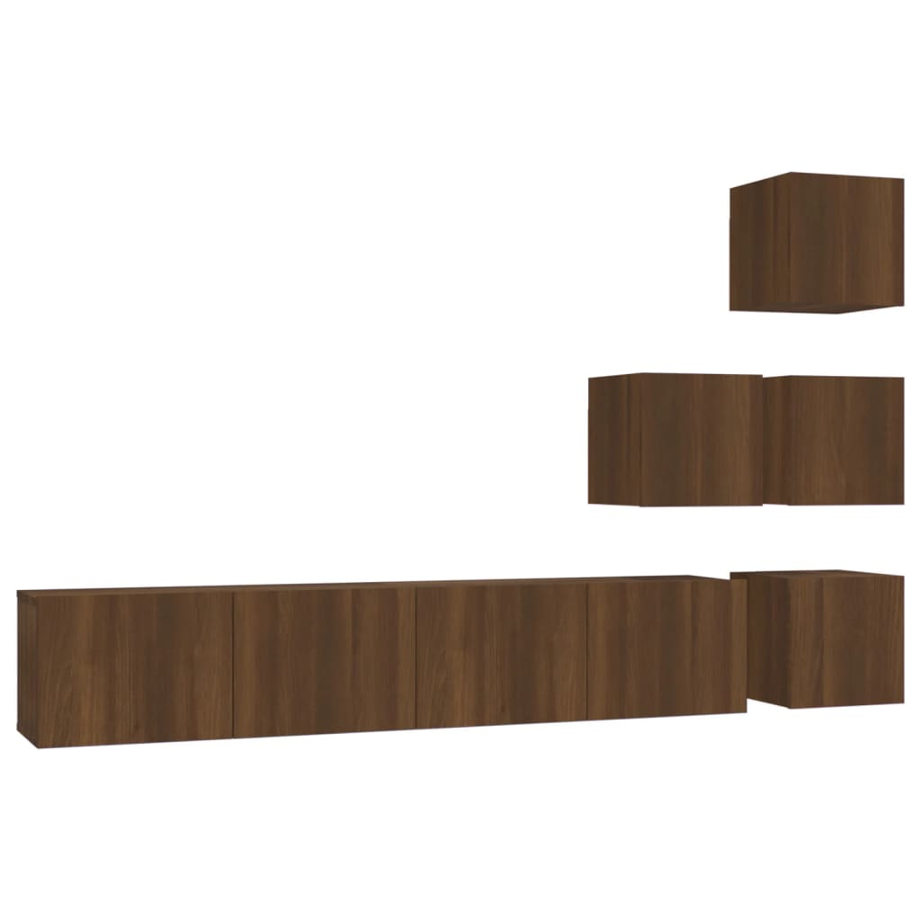 barna tölgyszínű falra szerelhető szerelt fa TV-szekrény (3114581)