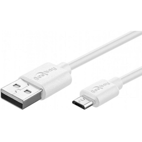 Goobay USB - microUSB typ B kábel, 1 m, fehér