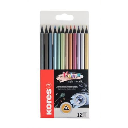 Kores Kolores Style Metallic háromszögletű színes ceruza készlet 12 metál szín (93316) (kores93316)