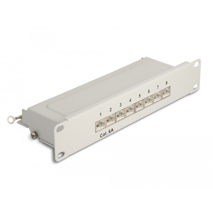 Delock 10 patch panel 8 porttal Cat.6A 1U szürke (66873) (66873)