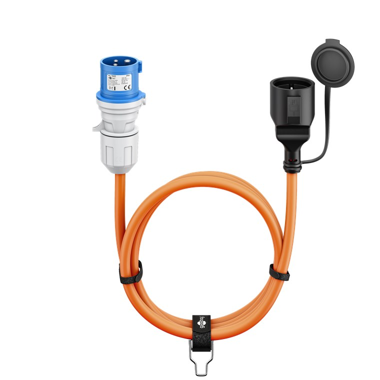 Goobay 76224 Type-E/F - CEE 7/3 Kemping Adapterkábel 5m - Narancssárga (76224)