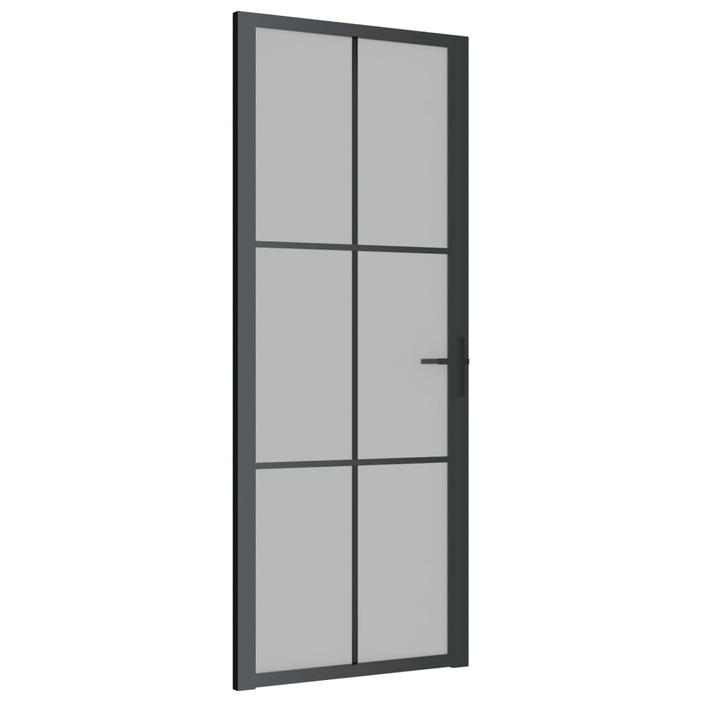 fekete matt üveg és alumínium beltéri ajtó 83 x 201,5 cm (350557)