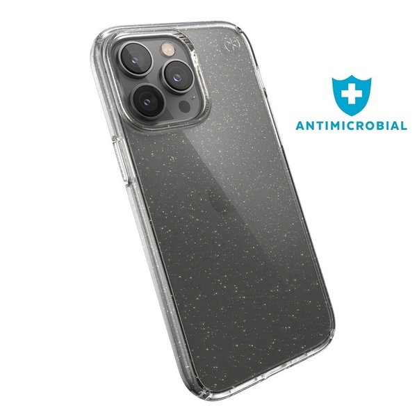 Speck Presidio Perfect Clear Glitter mobiele telefoon behuizingen 17 cm (6.7") Hoes Transparant, Goud