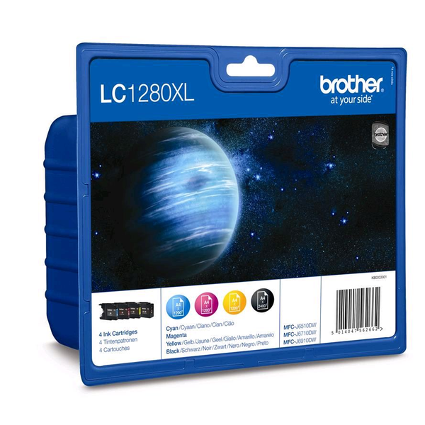 Brother LC-1280XLVALBPDR blækpatron 4 stk Original Højt (XL) udbytte Sort, Blå, Magenta, Gul
