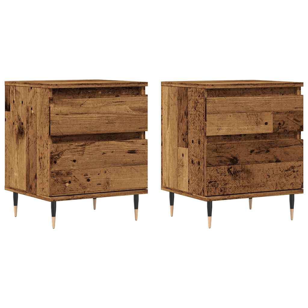 2 db antik fa színű szerelt fa éjjeliszekrény 40 x 35 x 50 cm (857397)