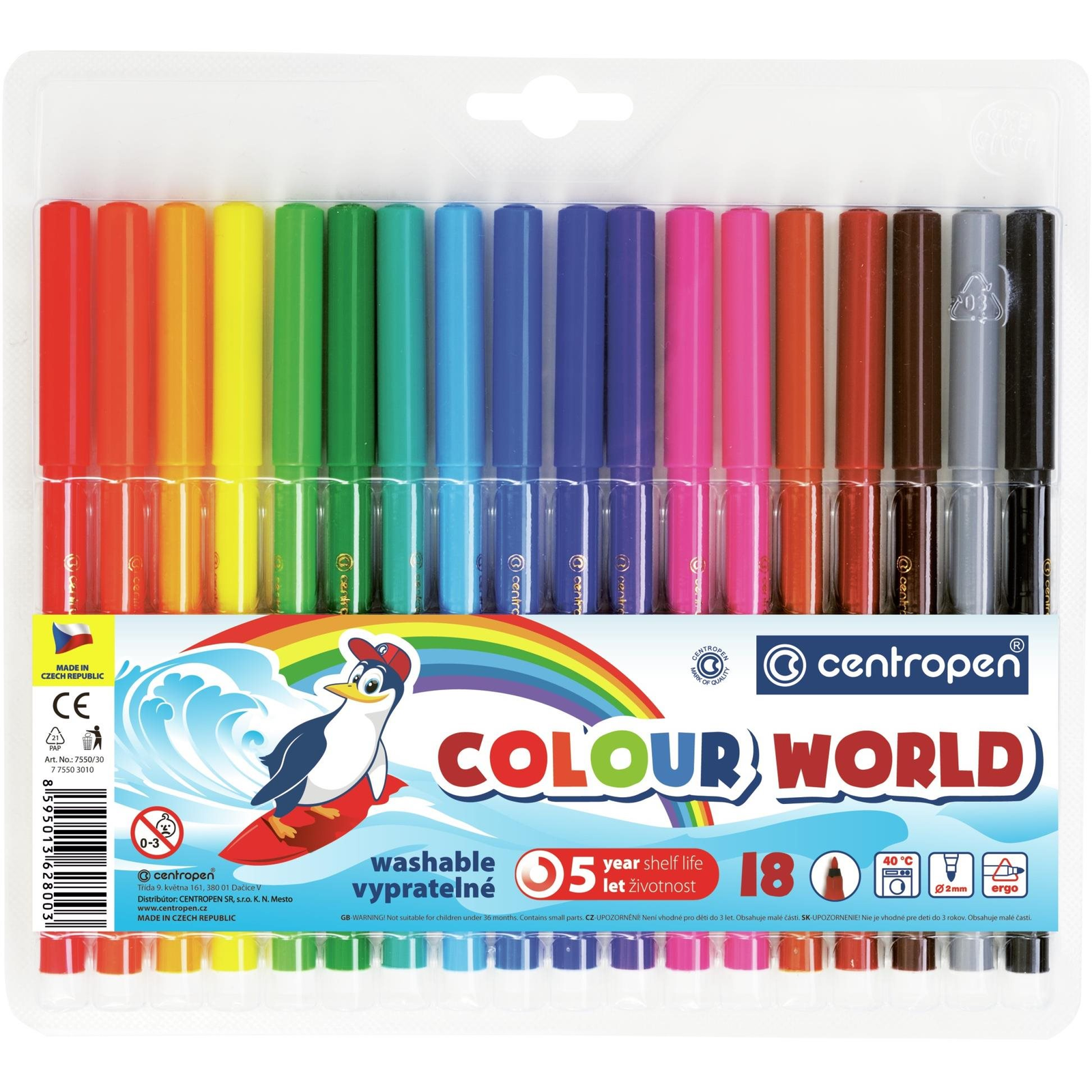 Háromoldalú filctoll szett 18 db (8595013628003)