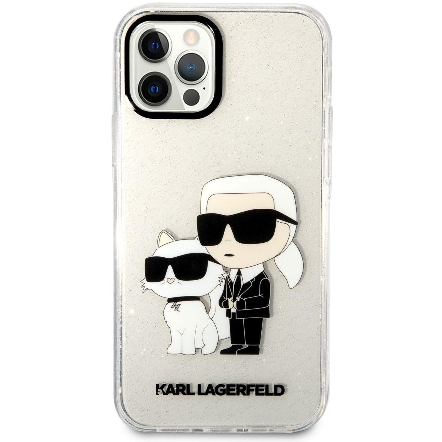 Karl Lagerfeld IML Glitter Karl and Choupette NFT iPhone 12/12 Pro átlátszó hátlap tok (KLHCP12MHNKCTGT)