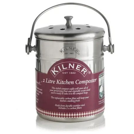 KILNER Komposztáló 19 × 14 cm 2 l rozsdamentes acélból (5010853174006)