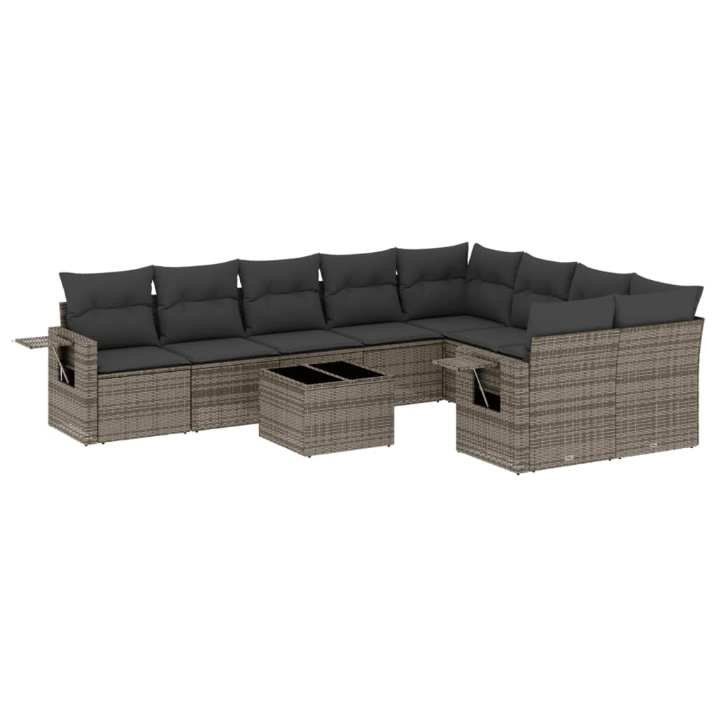 10 részes szürke polyrattan kerti ülőgarnitúra párnákkal (3220649)