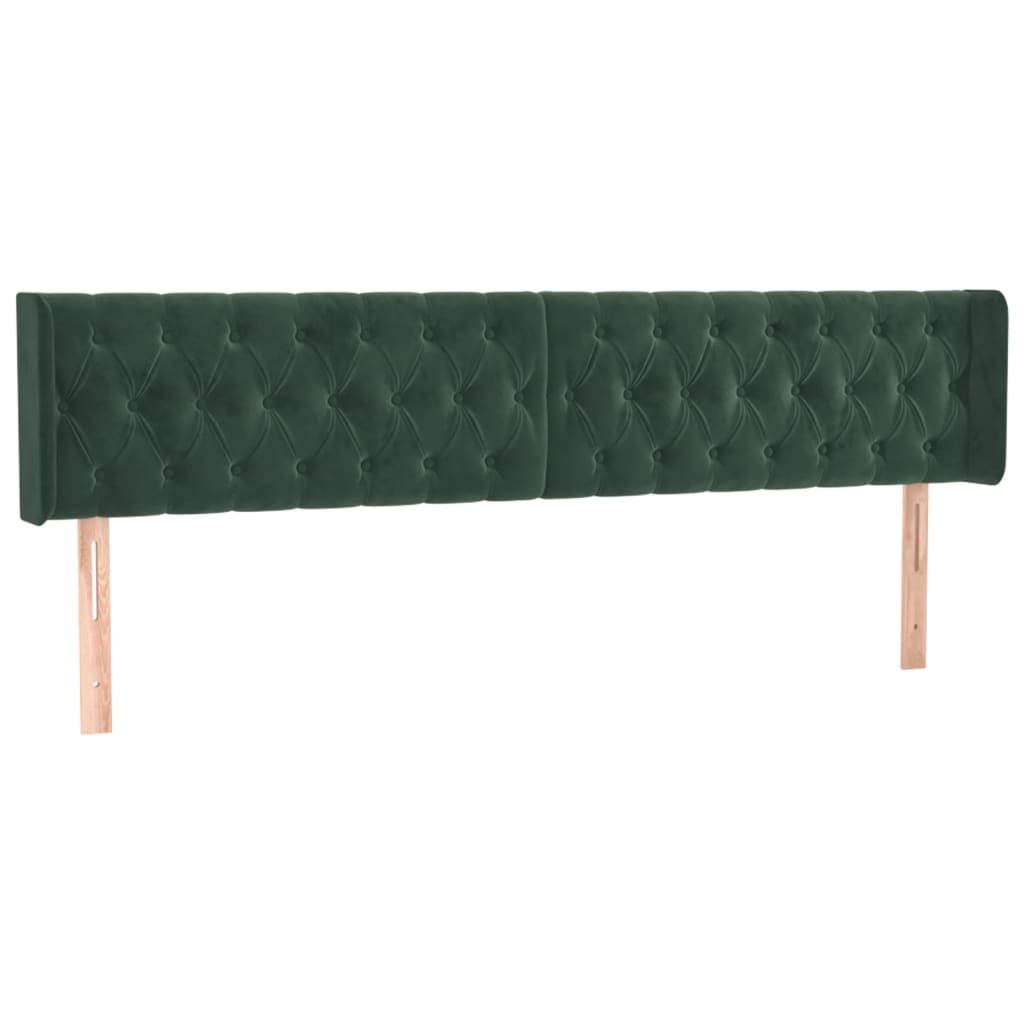 sötétzöld bársony szárnyas fejtámla 203x16x78/88 cm (3119173)