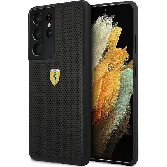 Ferrari On Track Perforated Samsung Galaxy S21 Ultra Telefon Tok - Fekete (FESPEHCS21LBK)