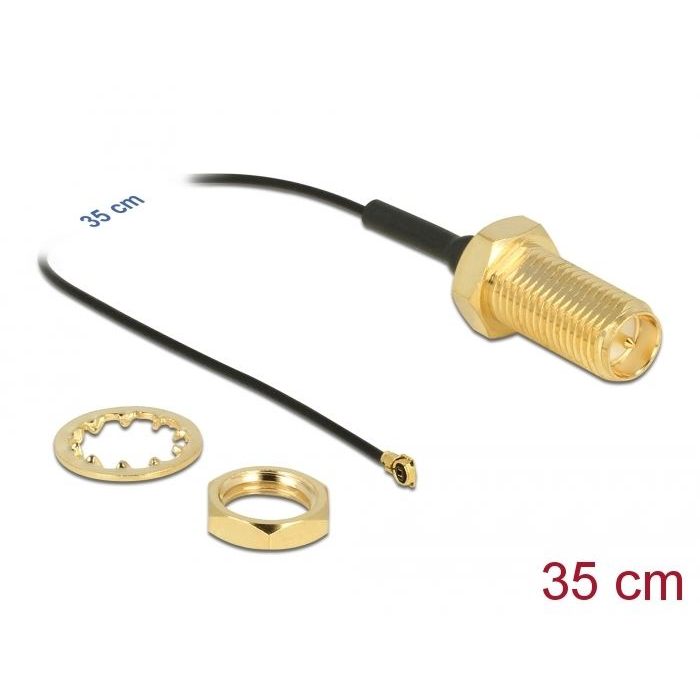 Delock antenna kábel RP-SMA anya-apa MHF 4-dugó 0.81 35cm (90478) (DE90478)