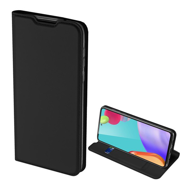DUX DUCIS SKIN PRO tok álló, bőr hatású (FLIP, oldalra nyíló, bankkártya tartó, asztali tartó funkció) FEKETE [Samsung Galaxy A52s 5G (SM-A528)] (5996591035314)