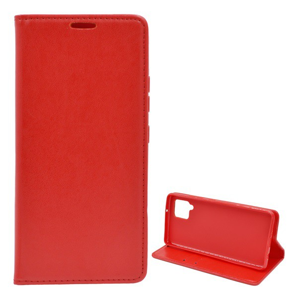 Tok álló, bőr hatású (FLIP, oldalra nyíló, asztali tartó funkció, prémium) PIROS [Samsung Galaxy A42 5G (SM-A425F)] (5996591022871)