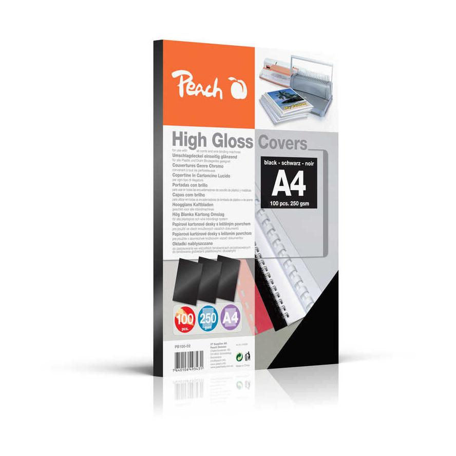 Peach Einbanddeckel hochglänzend schwarz A4 100Stk. (PB100-02)