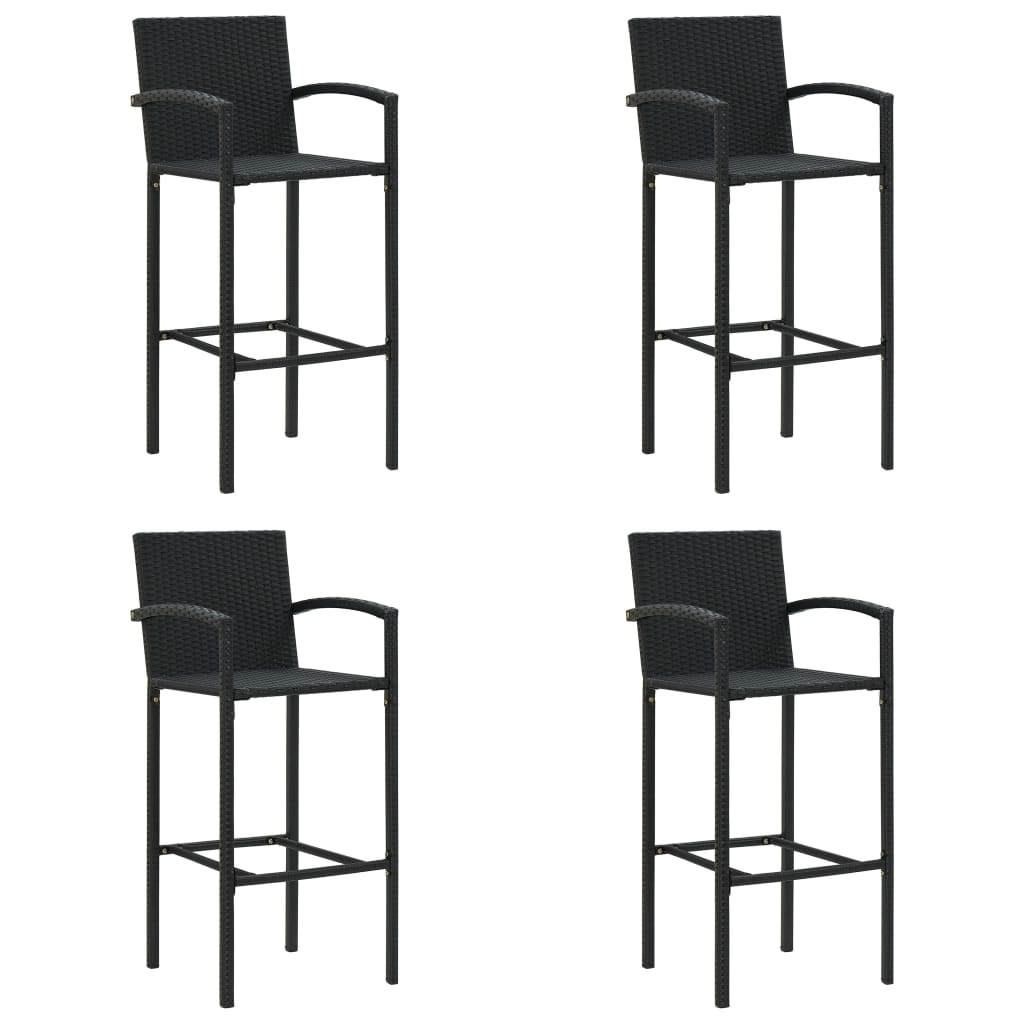 4 db fekete polyrattan bárszék (313455)