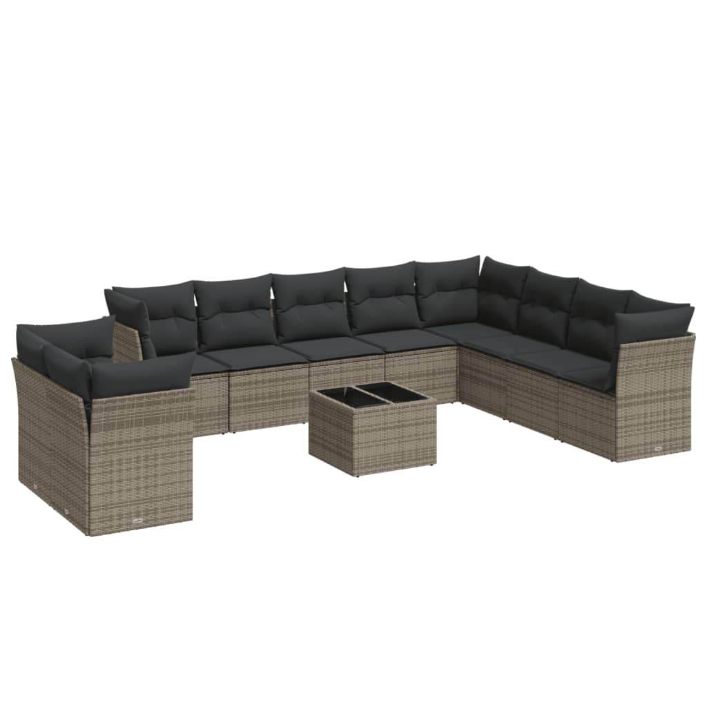 11 részes szürke polyrattan kerti ülőgarnitúra párnákkal (3217870)