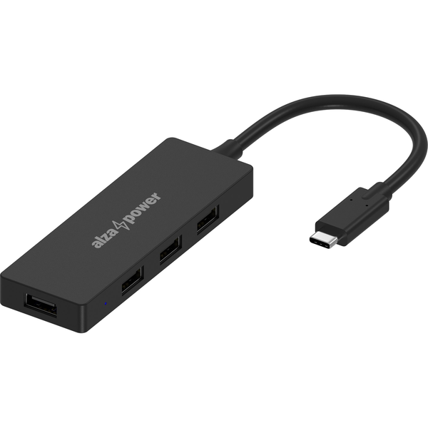 AlzaPower FlatCore USB-C (M) to 4× USB-A 2.0 (F) - fekete