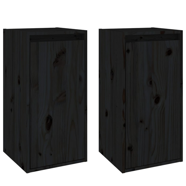 Комплект стенни шкафове vidaXL, 2 бр, черни, 30x30x60 см, бор масив, 10.55 Kg