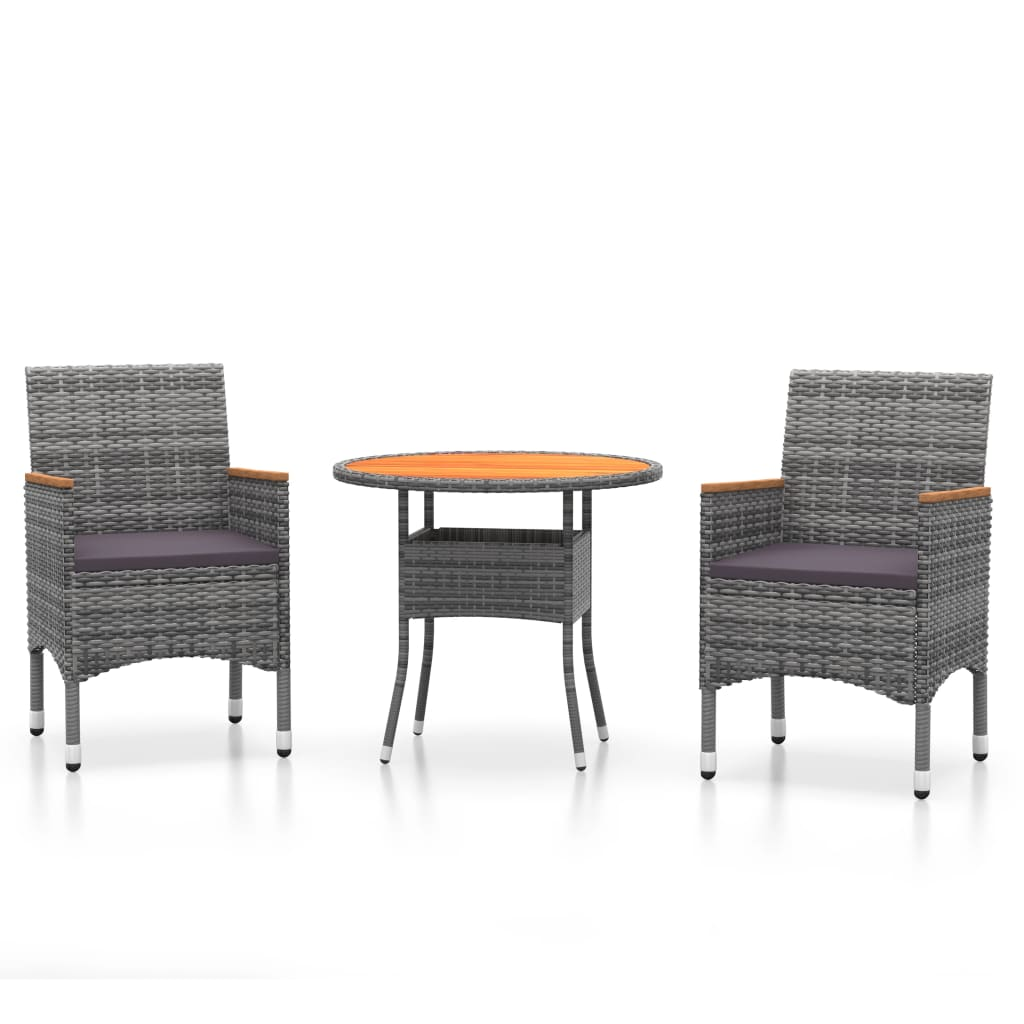 3 részes szürke polyrattan kerti étkezőgarnitúra (3058487)