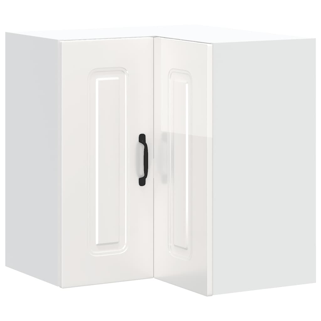 Konyhai fali sarokszekrény Kalmar magasfényű fehér színű műfa (853619)