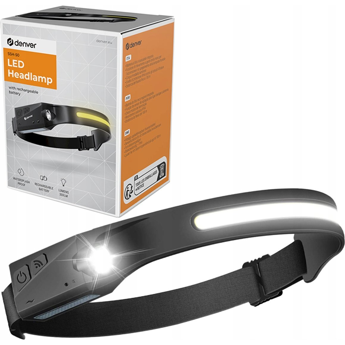 Denver SSH-50 Fejlámpa Akkuról üzemeltetett 2.5 óra (117270000000) (117270000000)