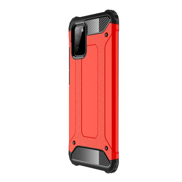 Defender műanyag telefonvédő (közepesen ütésálló, légpárnás sarok, szilikon belső, fémhatás) PIROS [Samsung Galaxy A02s (SM-A025F)] (5996591037646)