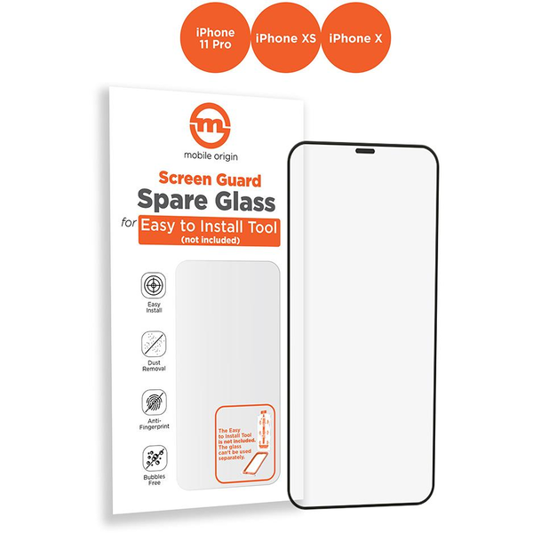 Резервно стъклено фолио за Mobile Origin Orange Screen Guard Резервен комплект, съвместим с iPhone 11 Pro / XS / X Black