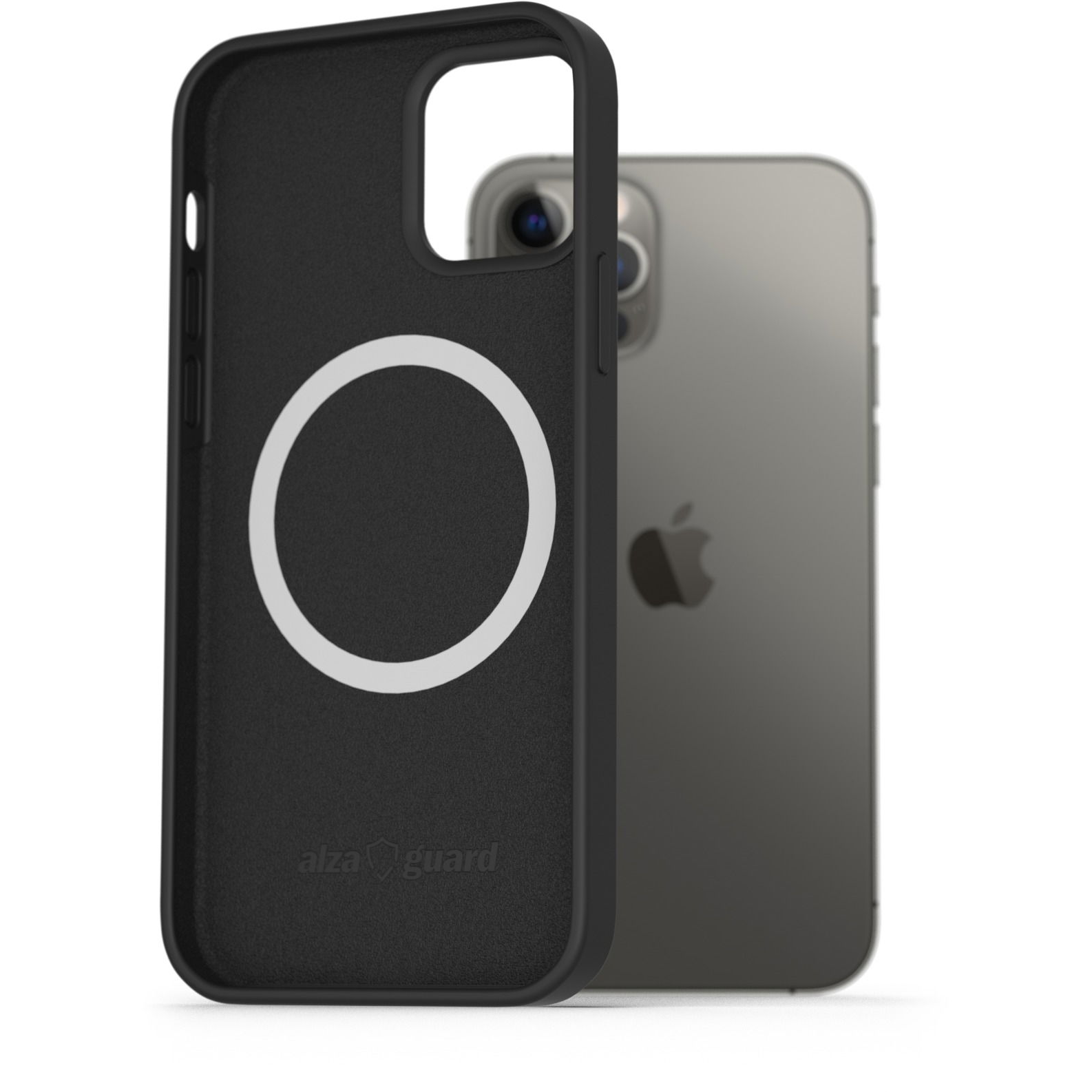 AlzaGuard Silicone Case Compatible with Magsafe iPhone 12/12 Pro fekete tok (AGD-PCMS14B)