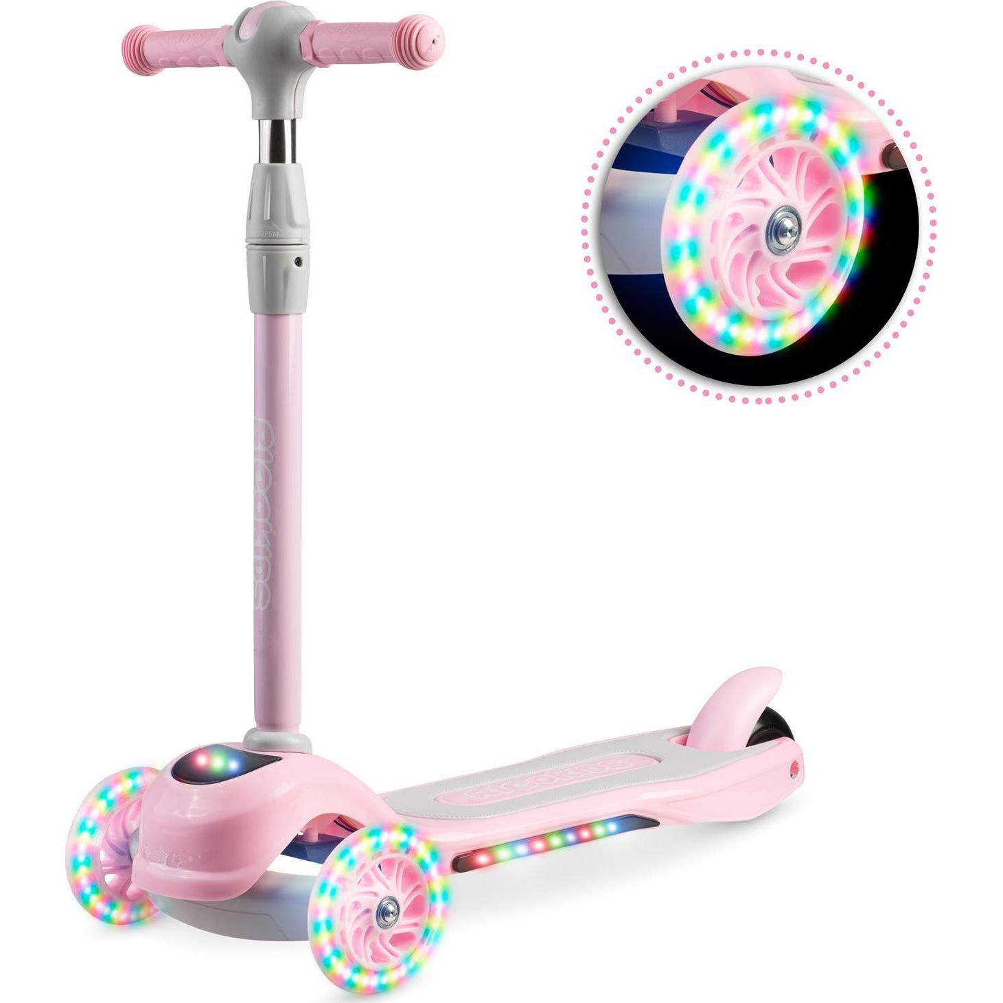 Háromkerekű roller, Ricokids Piko, rózsaszín, állítható magasságú kormány, EN 71, max. 35 kg (765001)