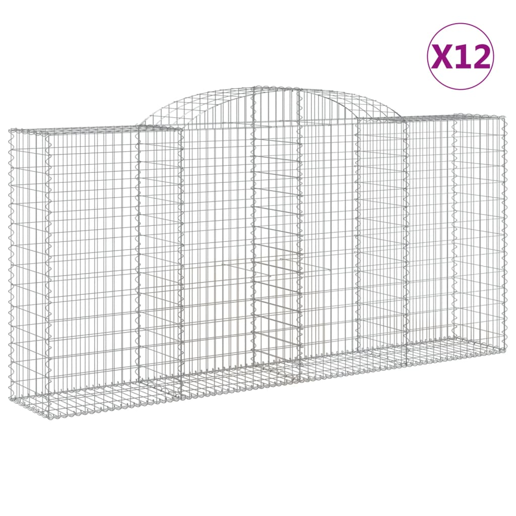 12 db íves horganyzott vas gabion kosár 300x50x140/160 cm (3146747)