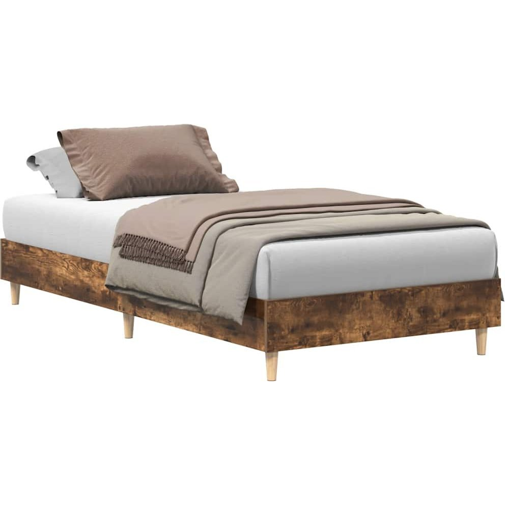 füstös tölgy színű szerelt fa ágykeret matrac nélkül 90x190 cm (861088)