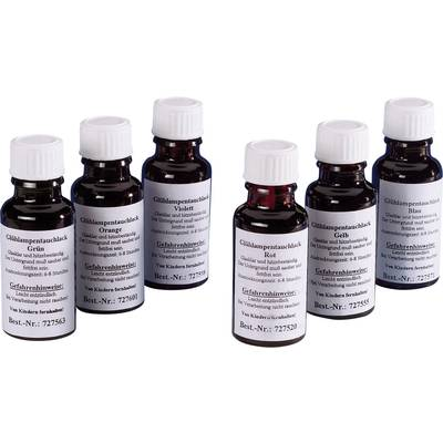Izzólámpa lakk készlet 6 x 20 ml, piros, sárga, zöld, kék, lila, narancs (TLK20/SET)