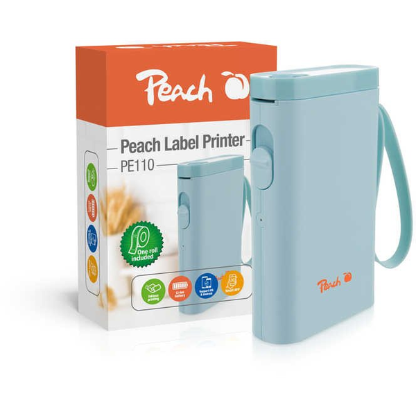 Peach PE110 labelprinter Direct thermisch 203 x 203 DPI 60 mm/sec Draadloos Bluetooth