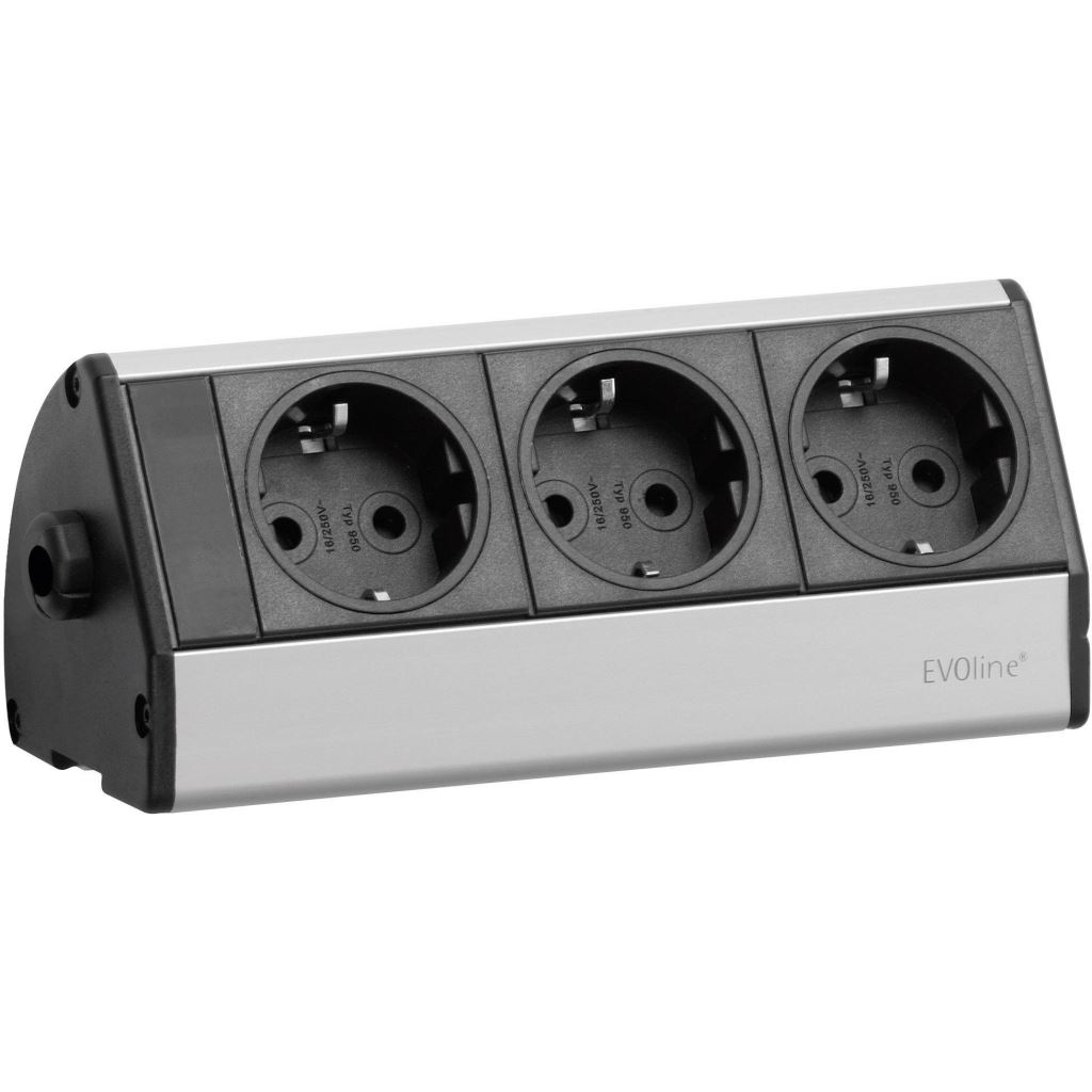 EVOline 93000393 Hálózati elosztó Fekete, Ezüst Védőérintkezős 3m (e93000393)