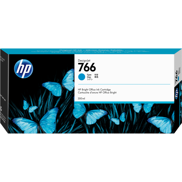 HP 766 300-ml Cyan DesignJet Ink Cartridge cartucho de tinta 1 pieza(s) Original Rendimiento estándar