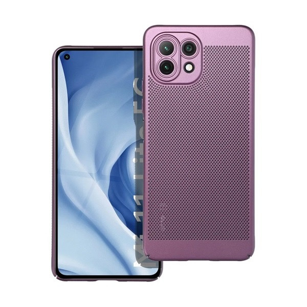 Xiaomi Mi 11 Lite / 11 Lite 5G / 11 Lite 5G NE, Műanyag hátlap védőtok, légáteresztő, lyukacsos minta, Breezy, lila (RS142581)