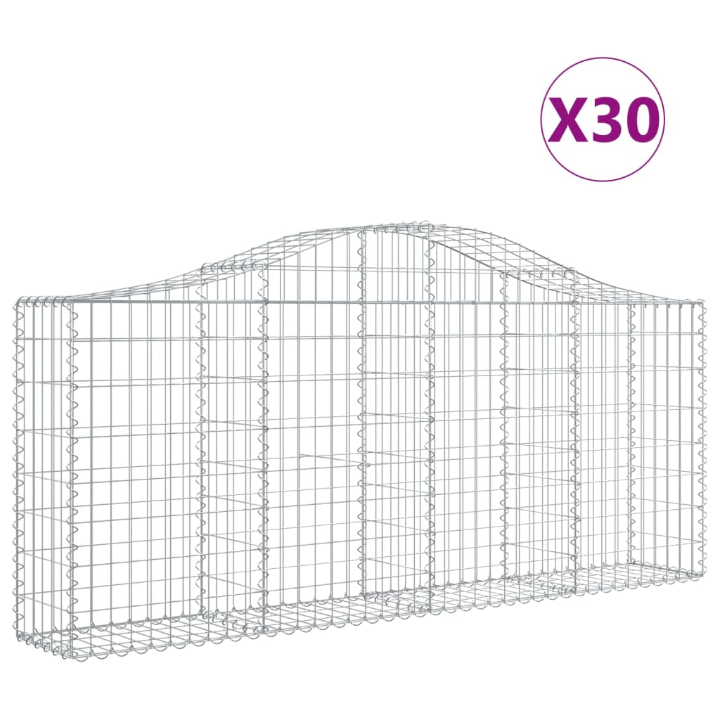 30 db íves horganyzott vas gabion kosár 200x30x80/100 cm (3145426)