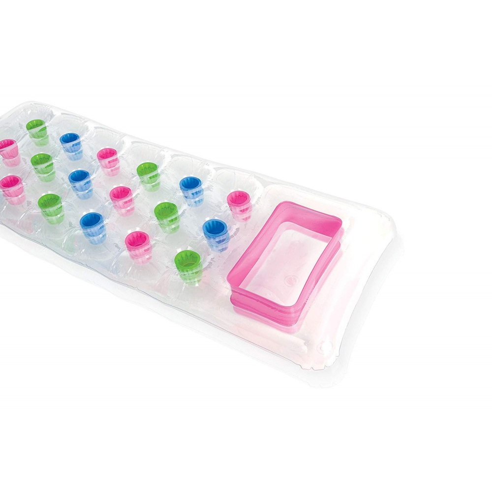 Intex Átlátszó matrac rózsaszín fejtámlával és pohártartóval (59894R)