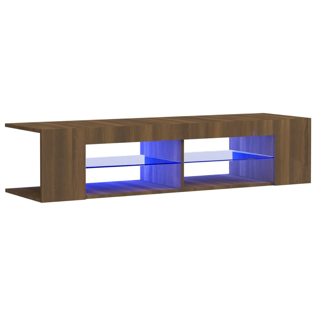 barna tölgyszínű TV-szekrény LED-világítással 135 x 39 x 30 cm (815695)